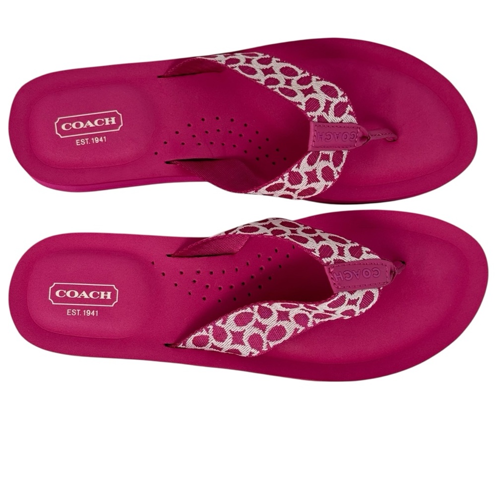NIB Coach Jessalyn Signature Womens Thong Flip Flops Fuchsia Light Pink Size 10M - Picture 10 of 14